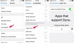 كيفية تكبير خط الكتابة في أجهزة آبل بنظام iOS 7.1