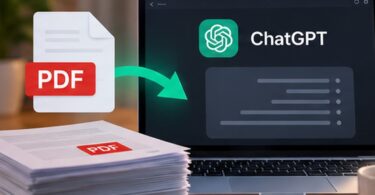حاسوب يعرض تلخيص ملف PDF باستخدام ChatGPT